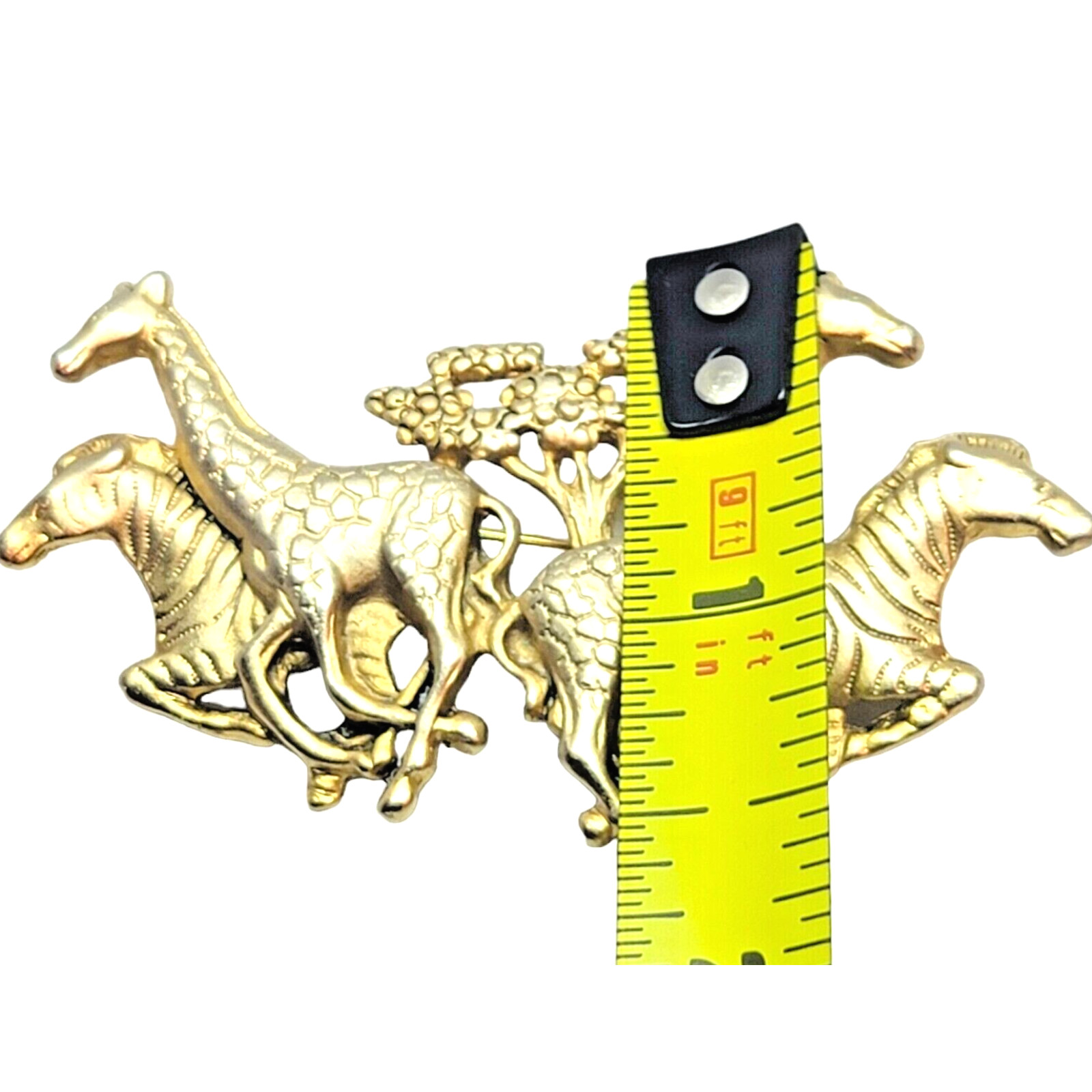 Vintage Brooch Jungle Safari Signed AJC Intricate Engraved Statement 3″ SKU2176