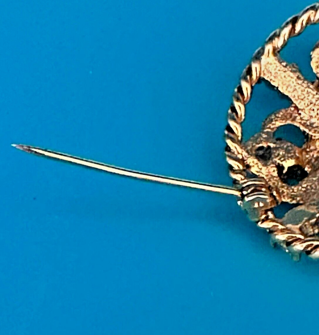 Estate Brooch Vtg Moon Glow Cabochon Gripoix Glass Rhinestone/Pearls Gold Tone