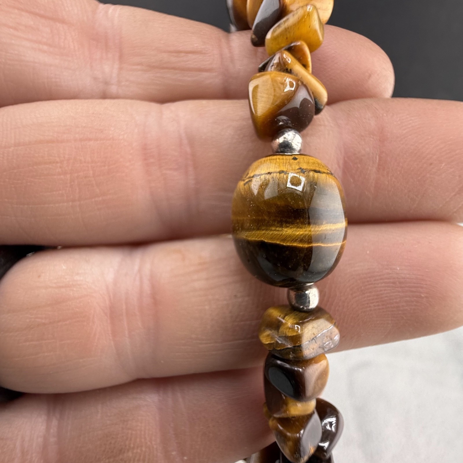Vintage Carolyn Pollack Tigers Eye Necklace Relios Bracelet Set 34” 7”
