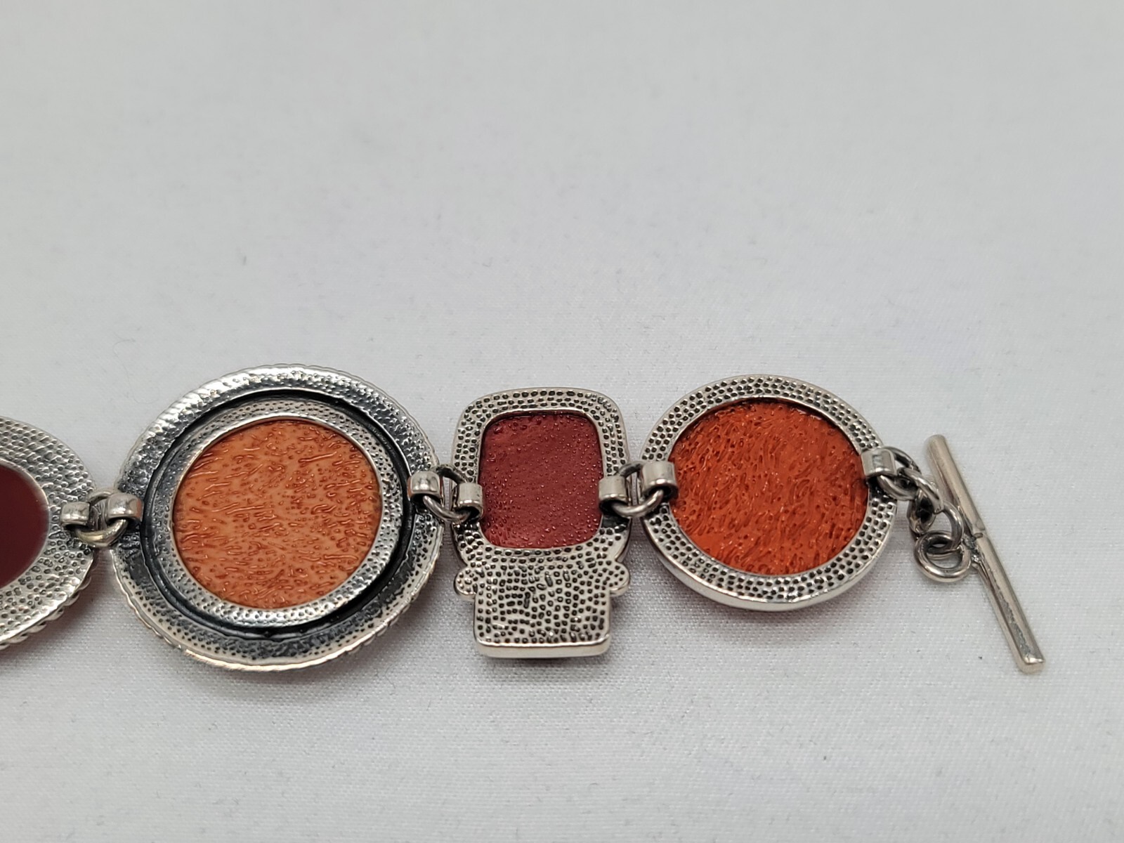 Amy Kahn Russell Hand Carved Red Jasper Carnelian Cabochon Toggle Bracelet NIB