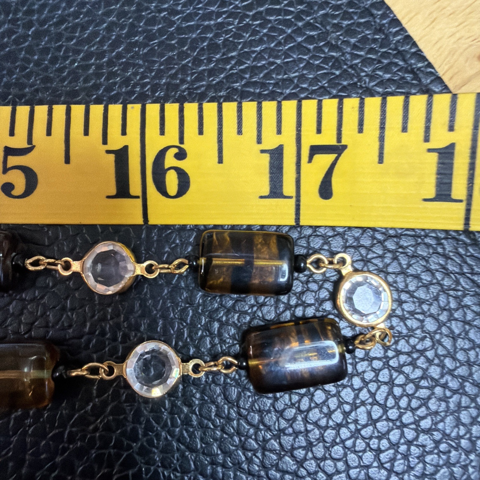 Vintage AUSTRIAN CRYSTAL USA – Clear Bezel Crystals w/glass beads 35” Necklace