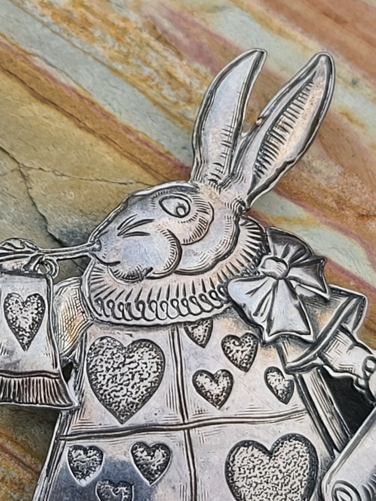VTG Kit Carson White Rabbit Brooch Pin Alice In Wonderland Sterling Silver 10gm