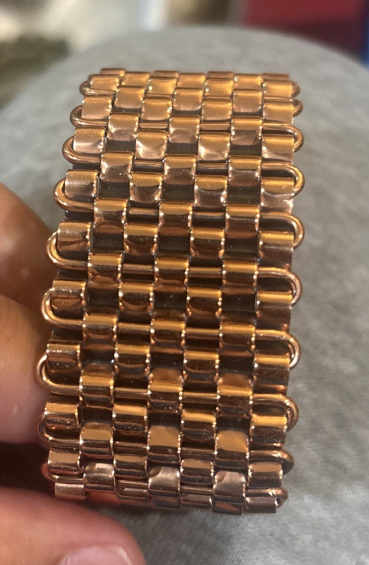 VTG RENOIR Copper Modernist Basket Weeve Bracelet Signed Mid Century 1950s MCM