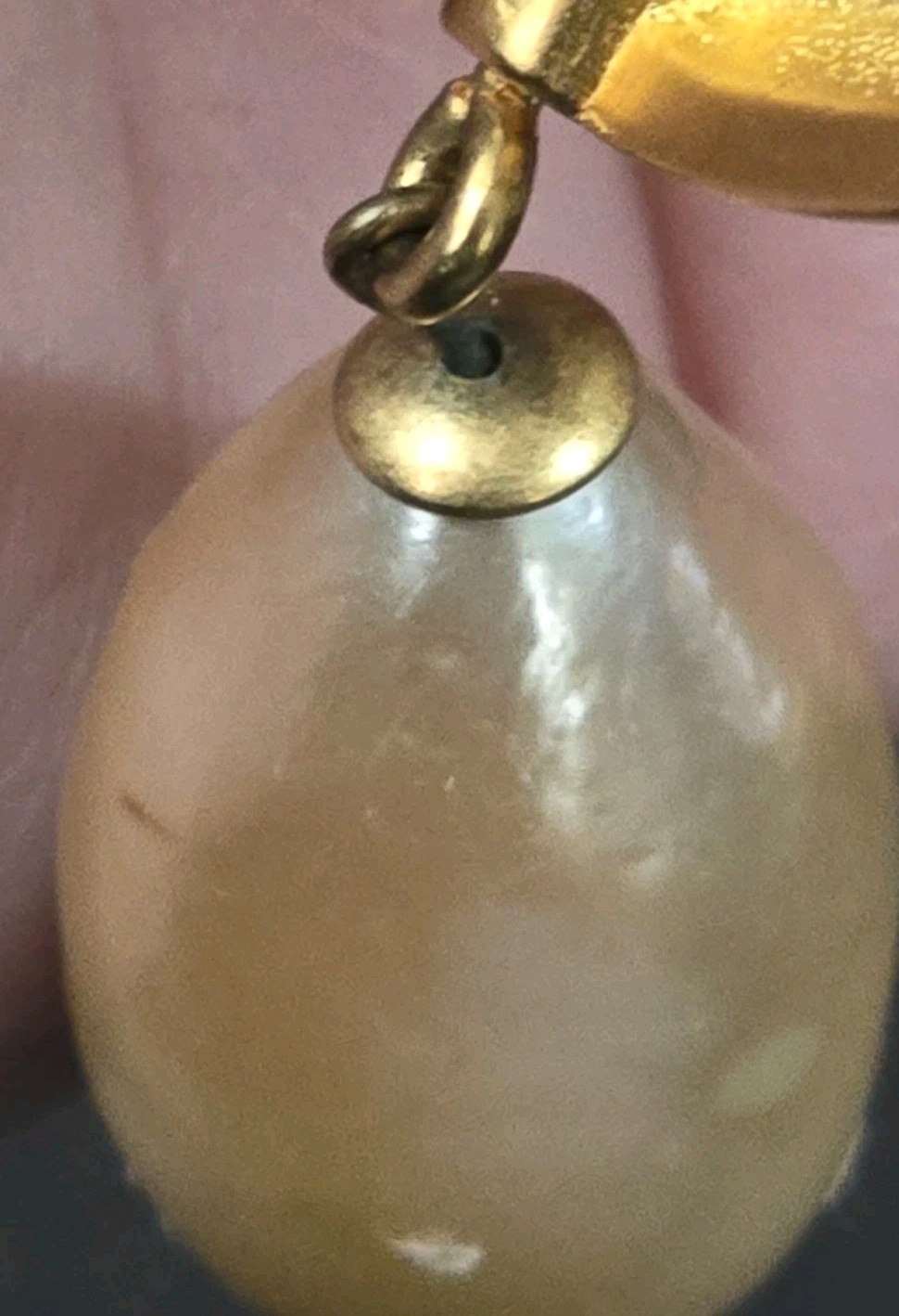 KARL LAGERFELD Brooch Pin Crescent Moon Drop Pearl Matte Finish Gold Tone