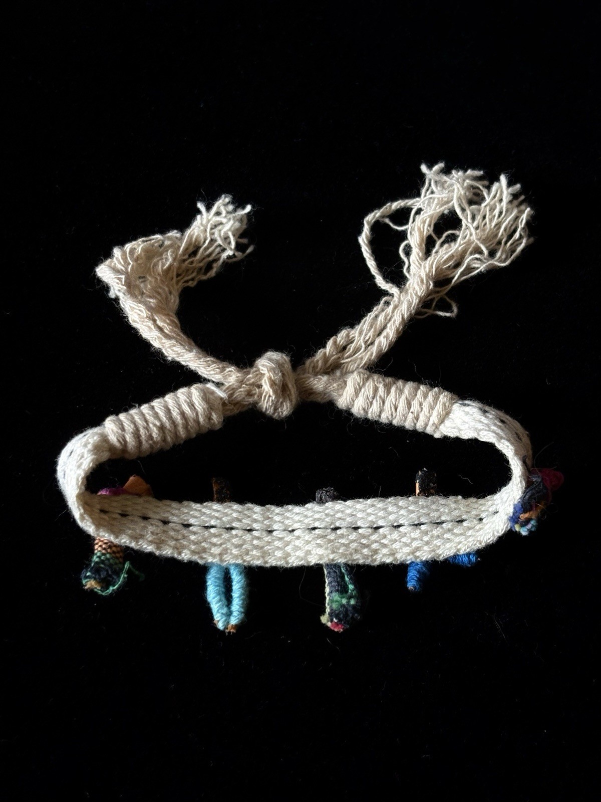 Vintage Guatemalan Handmade Worry Doll Bracelet Unique Colorful Folk Art