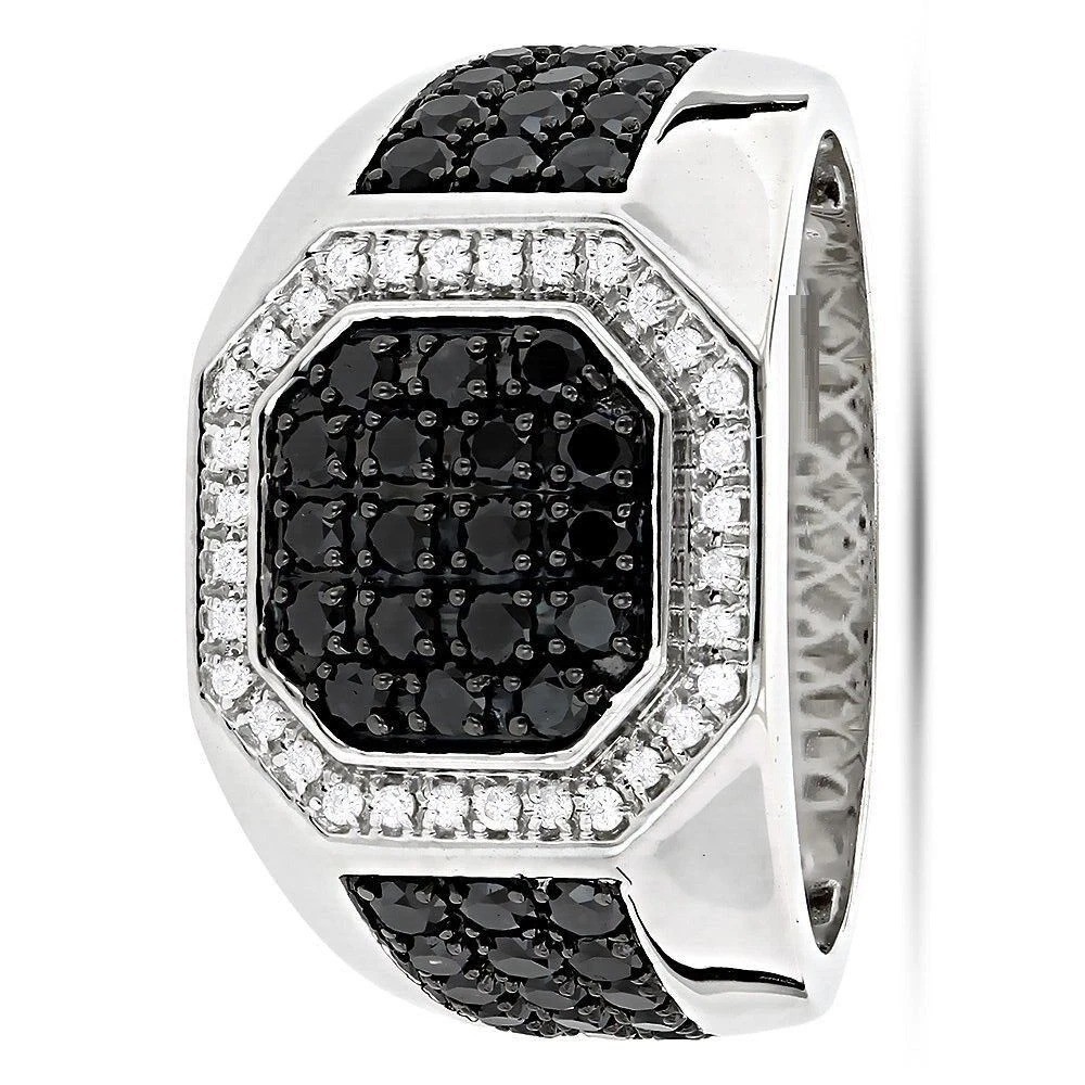 5.20Ct Art Deco Style Lab Created Black Diamond Octagon Men’s White Gold FN Ring