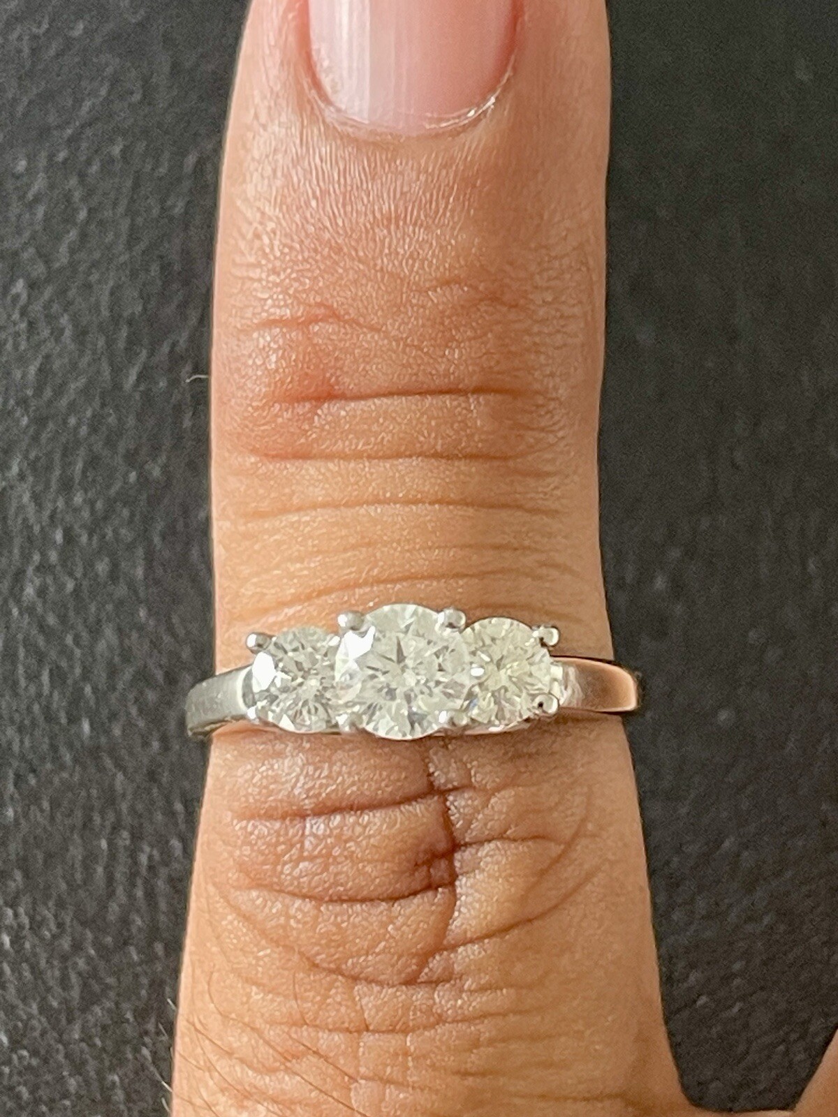 14k White Gold and Platinum 1.00CTW Three Stone Diamond Ring (G27)