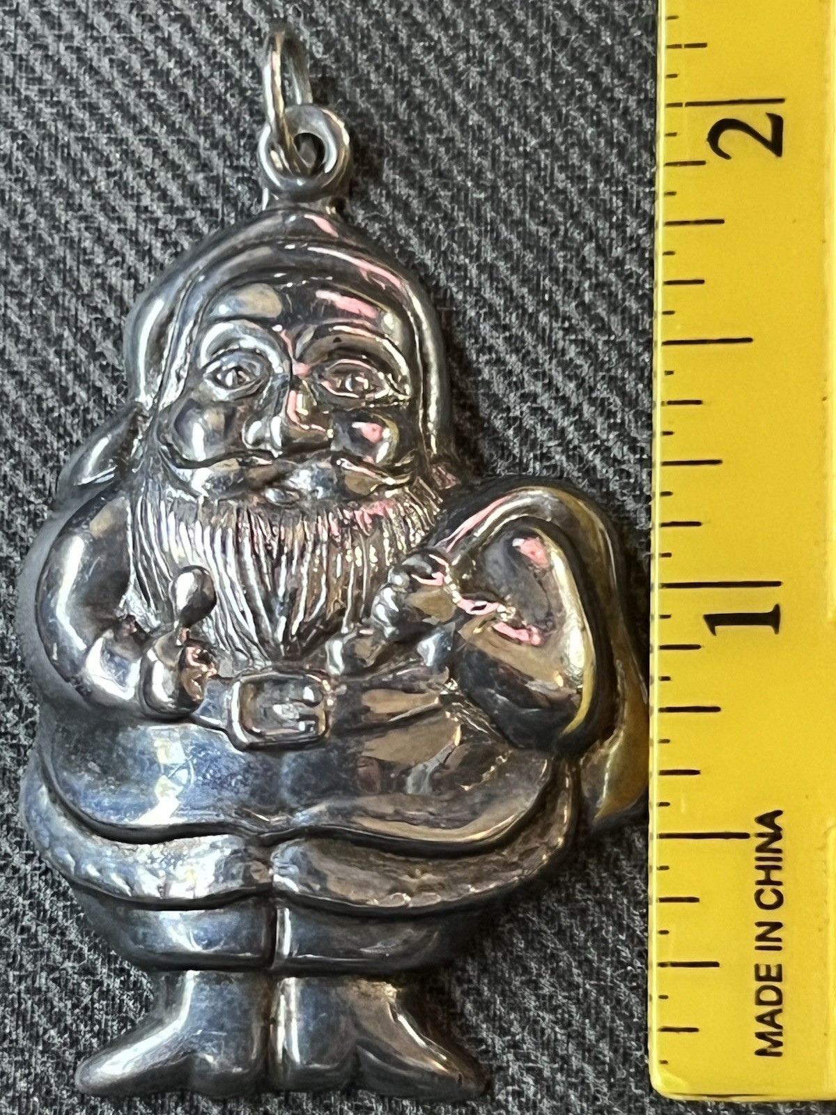 Vintage Jolly Santa Clause Christmas Sterling SIlver NF 925 Pendant Very Light