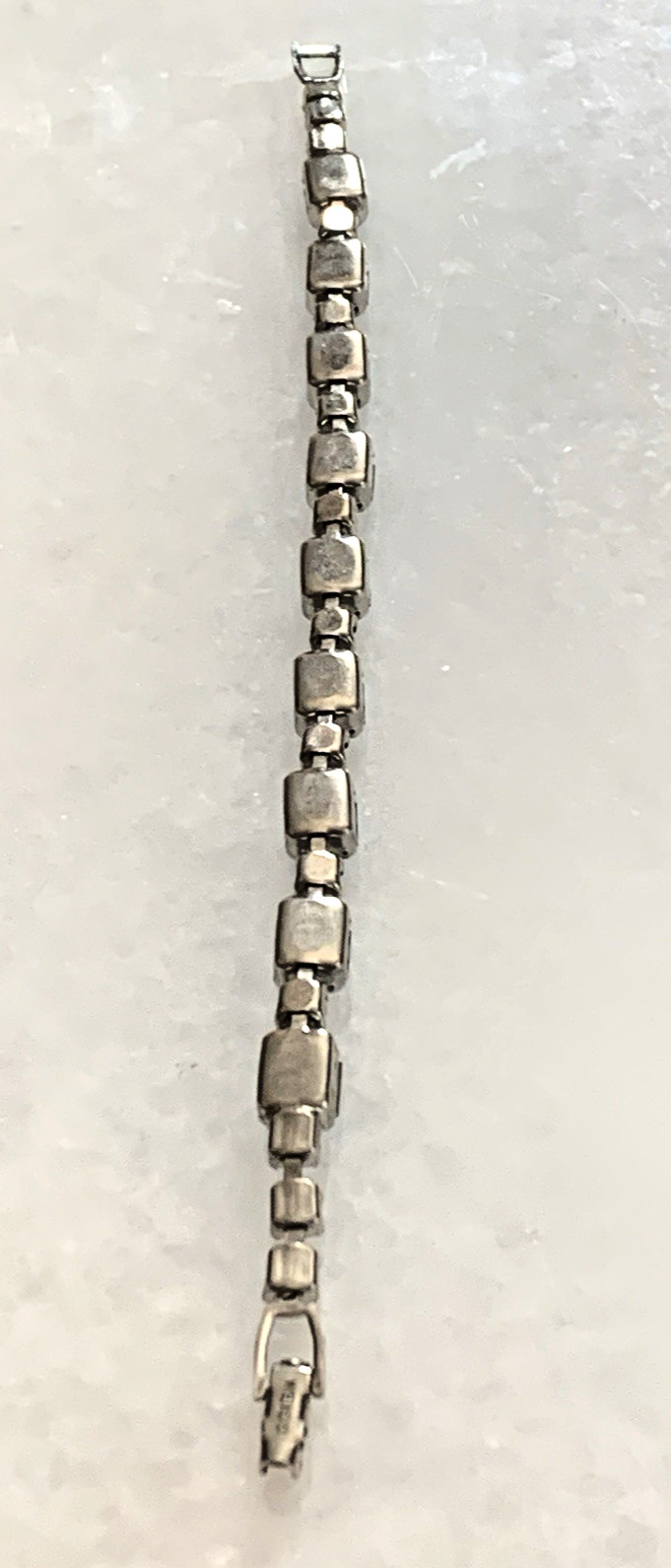 Weiss Vintage Blue Emerald and Round Cut Rhinestone Bracelet