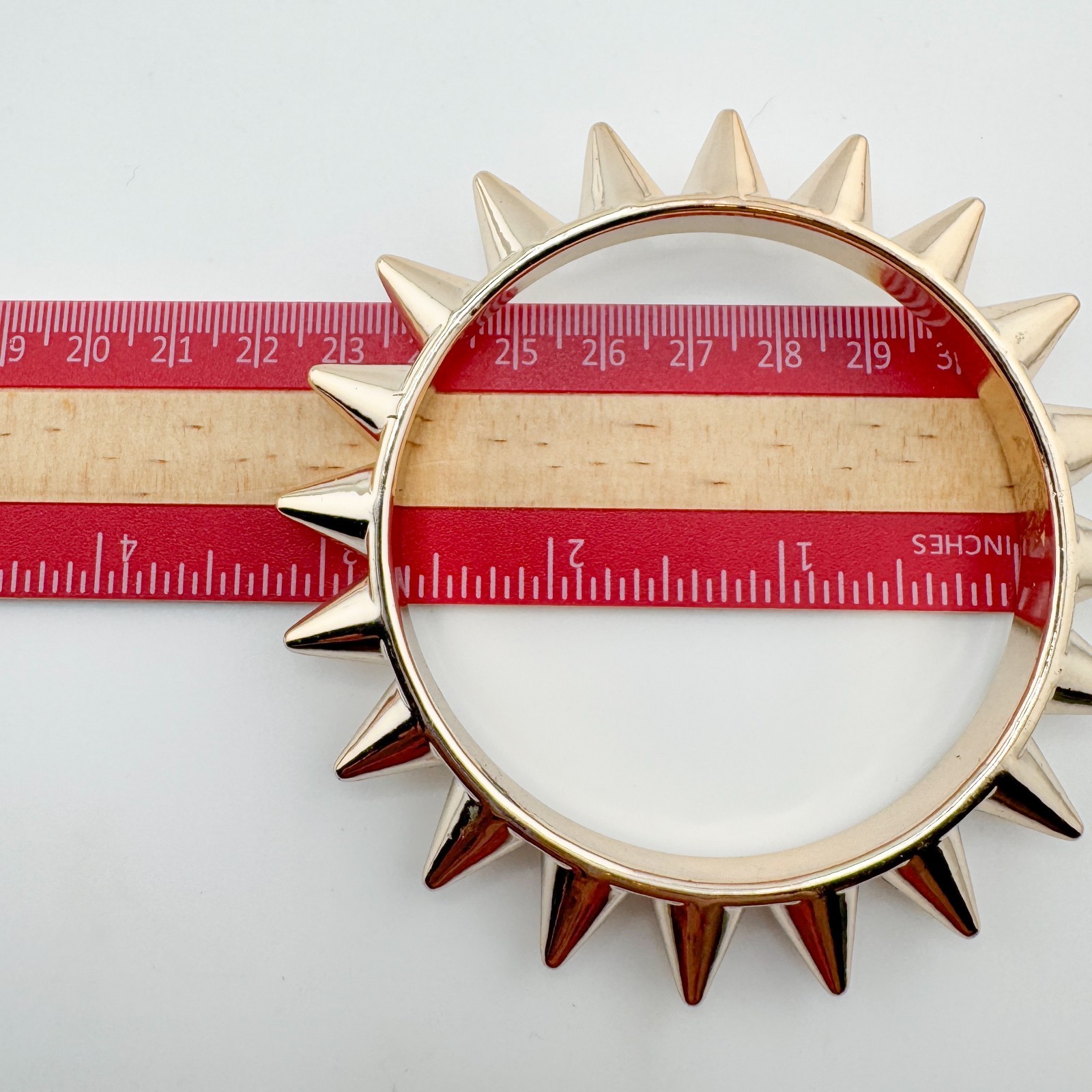 Vintage Plastic Gold Tone Spiked Bangle Bracelet Punk Rock Gothic Edgy Statement