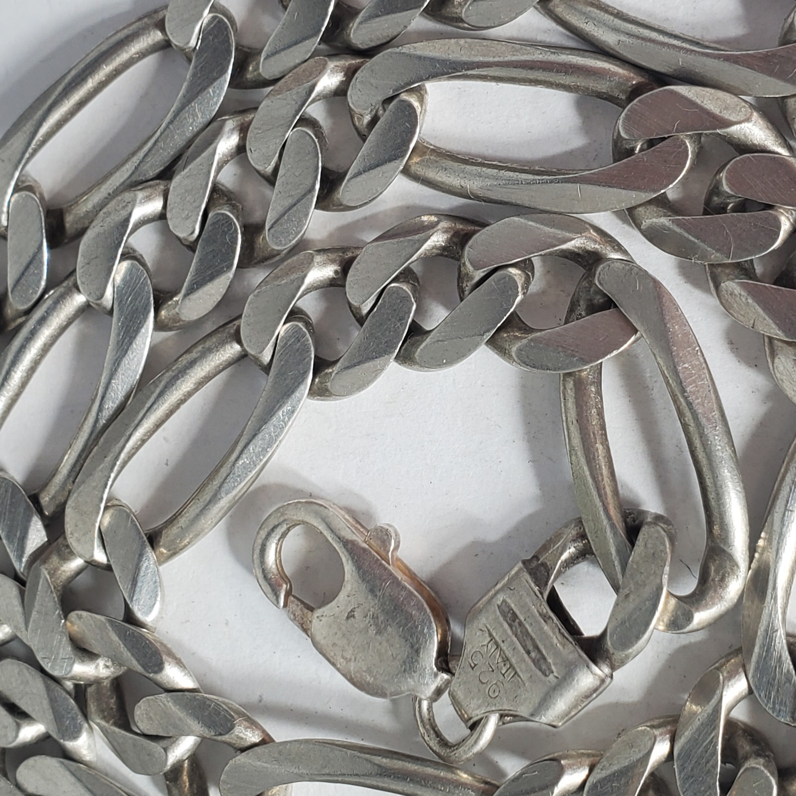 Vintage Sterling Silver Heavy ITALY Cuban Figaro Chain Necklace Lot 21.25″