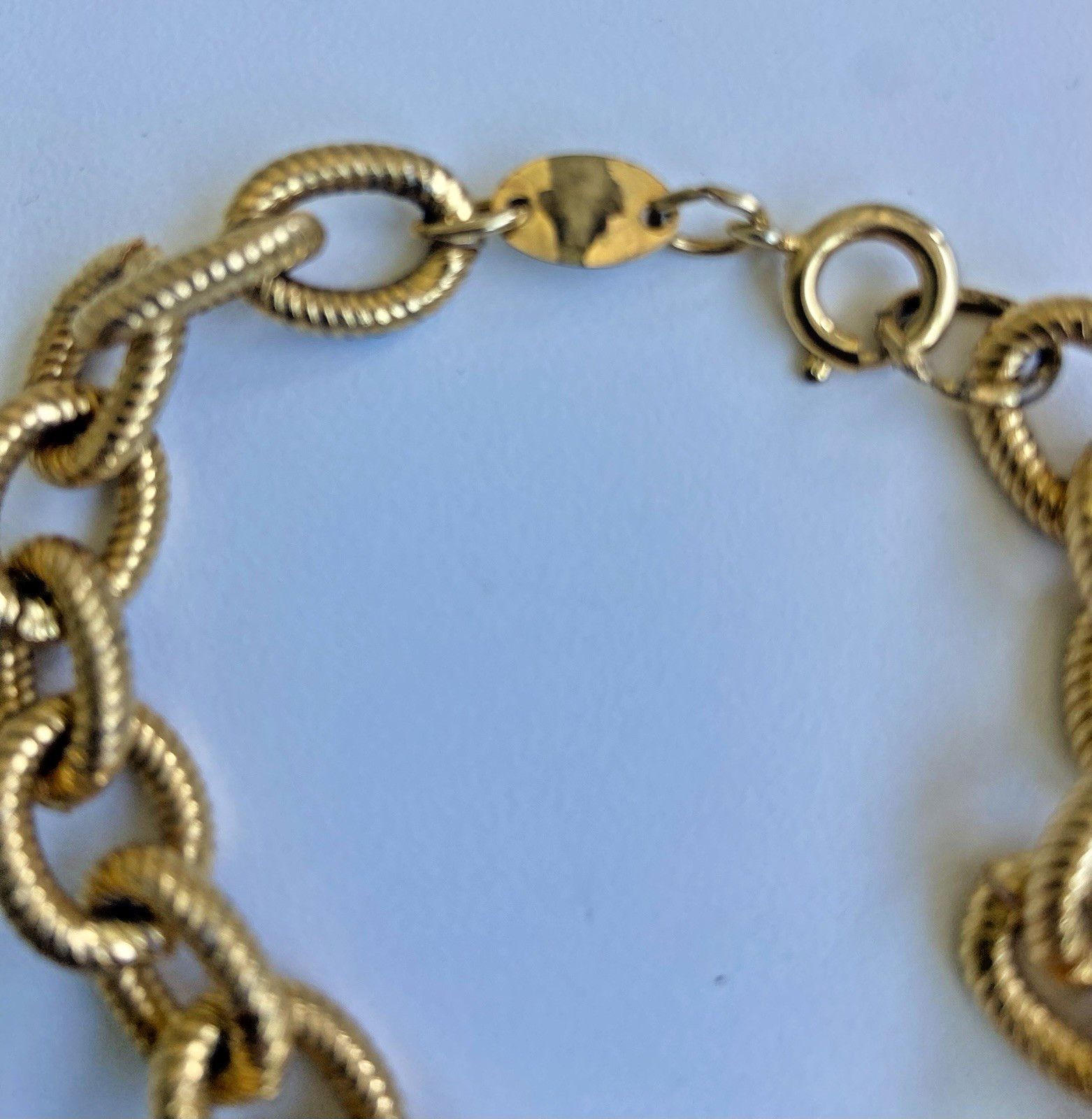 Vintage Joan’s Collectibles Gold Tone Textured Cable Link Bracelet – 8.25″ Long