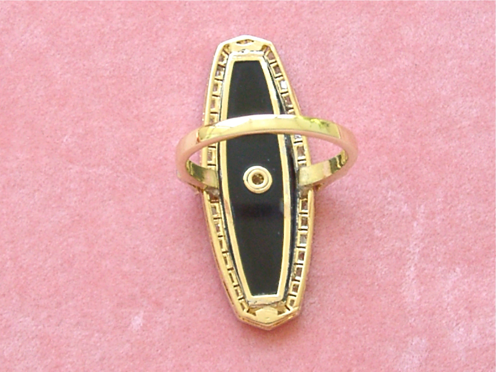 ESTATE ART DECO .67ctw DIAMOND BLACK ONYX 18K RIGHT-HAND LONG COCKTAIL RING