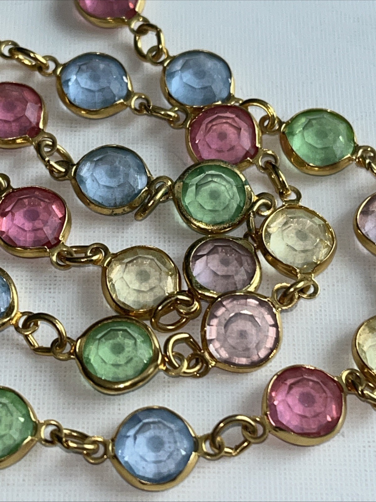 Australian Crystal Necklace Pastel USA Vintage GoldTone Multi Color