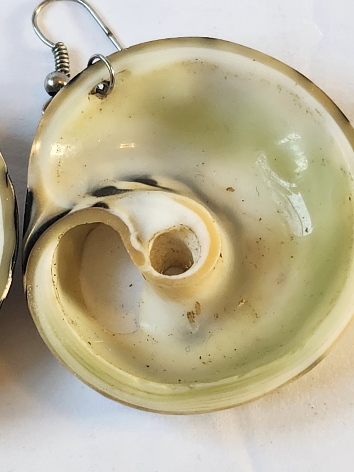Vintage Abalone Paua Shell Earrings Round Drop Dangle