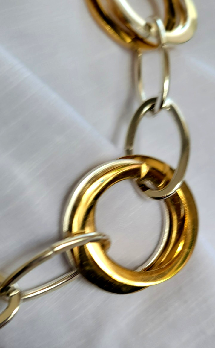 Vintage Ralph Lauren Two Tone Circle Link 18″ Toggle Necklace