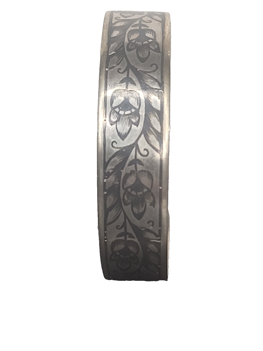 Vintage Soviet era 875 Sterling Silver Cuff Bracelet Niello Floral Design russia