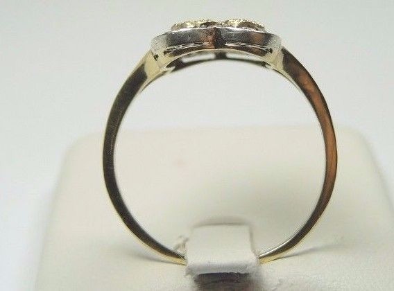 Victorian Art Deco Diamond Ruby 18K Yellow Gold Ring Size 9 UK-R1/2 Fine