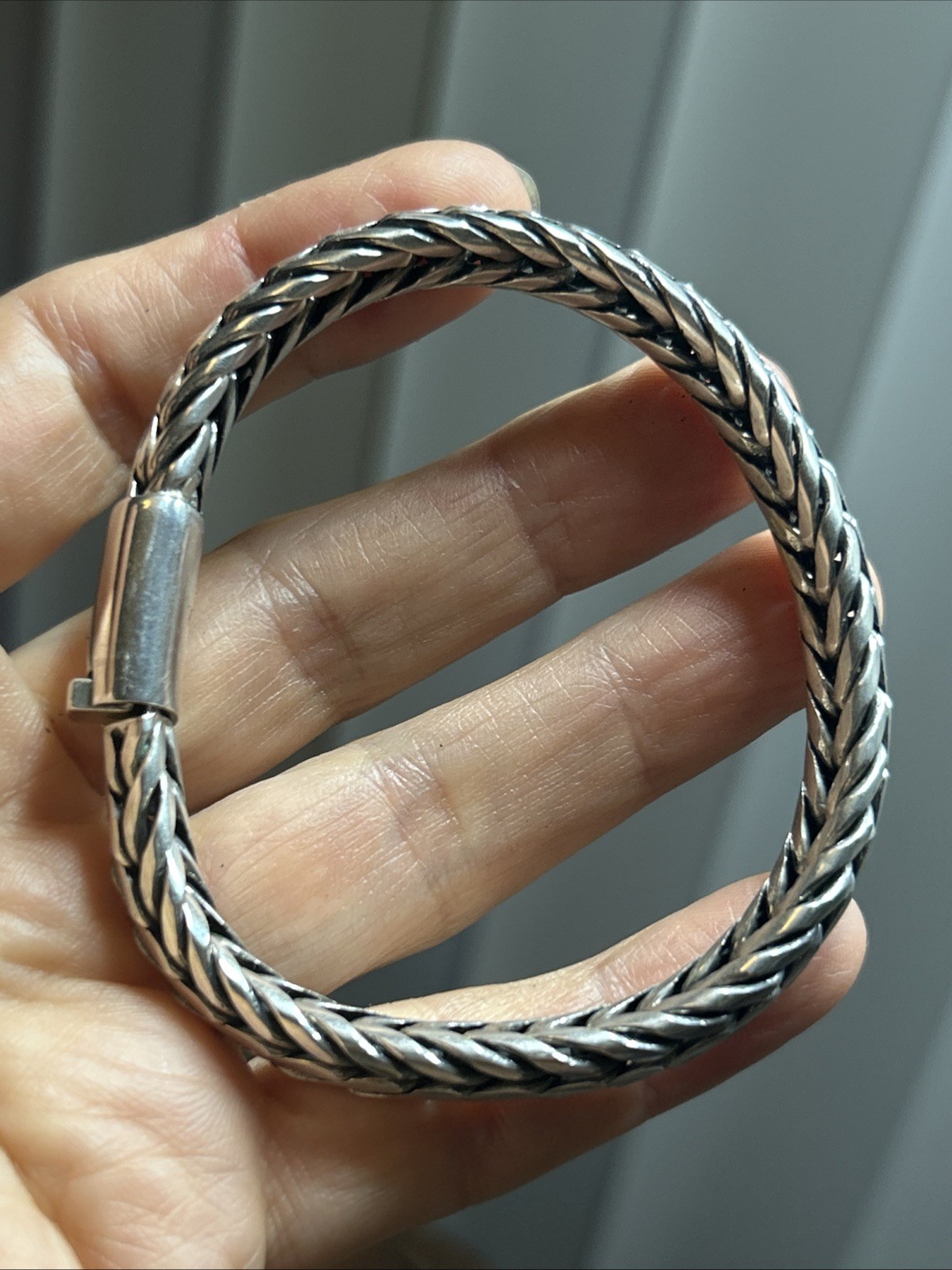 41. Vintage 925 Sterling Wheat Link Chain Bracelet 8″, but fit 7 1/8″ , 54.2g