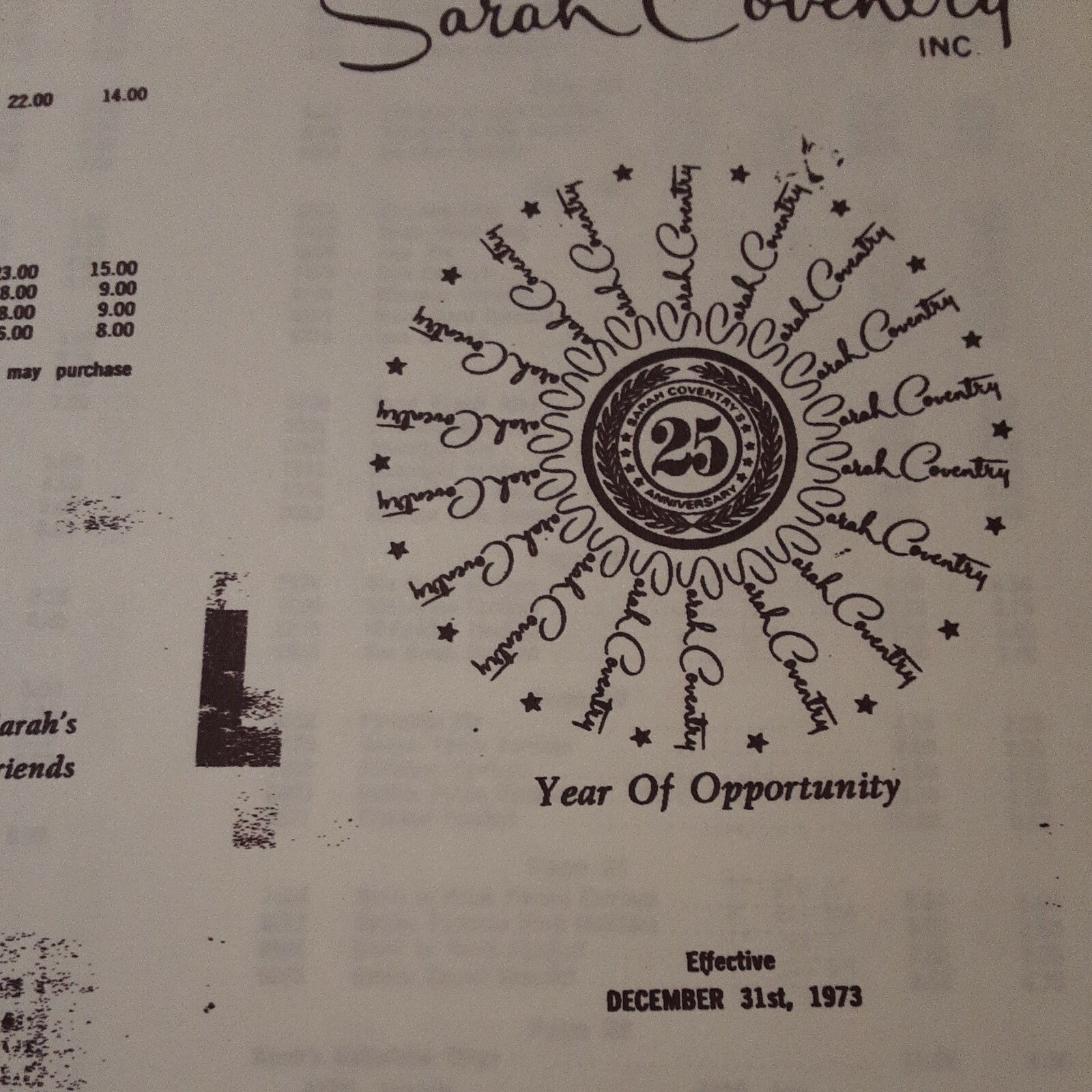 PRINTED COPY OF A DEC 1973 “QUICK REFERENCE GUIDES ” SARAH BOOK 4 PAGES