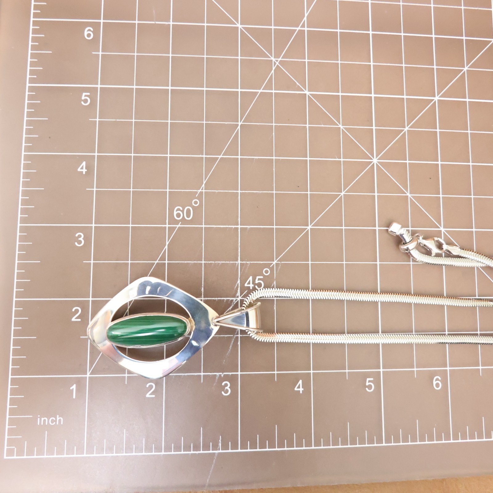 Dominique Dinouart pendant DDD malachite Milor 925 sterling silver omega chain