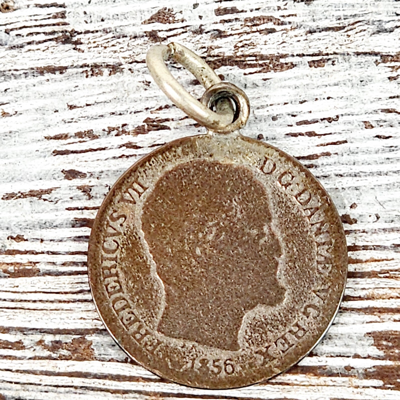ANTIQUE 1856 LOVE TOKEN COIN CHARM PENDANT BEAUTIFUL