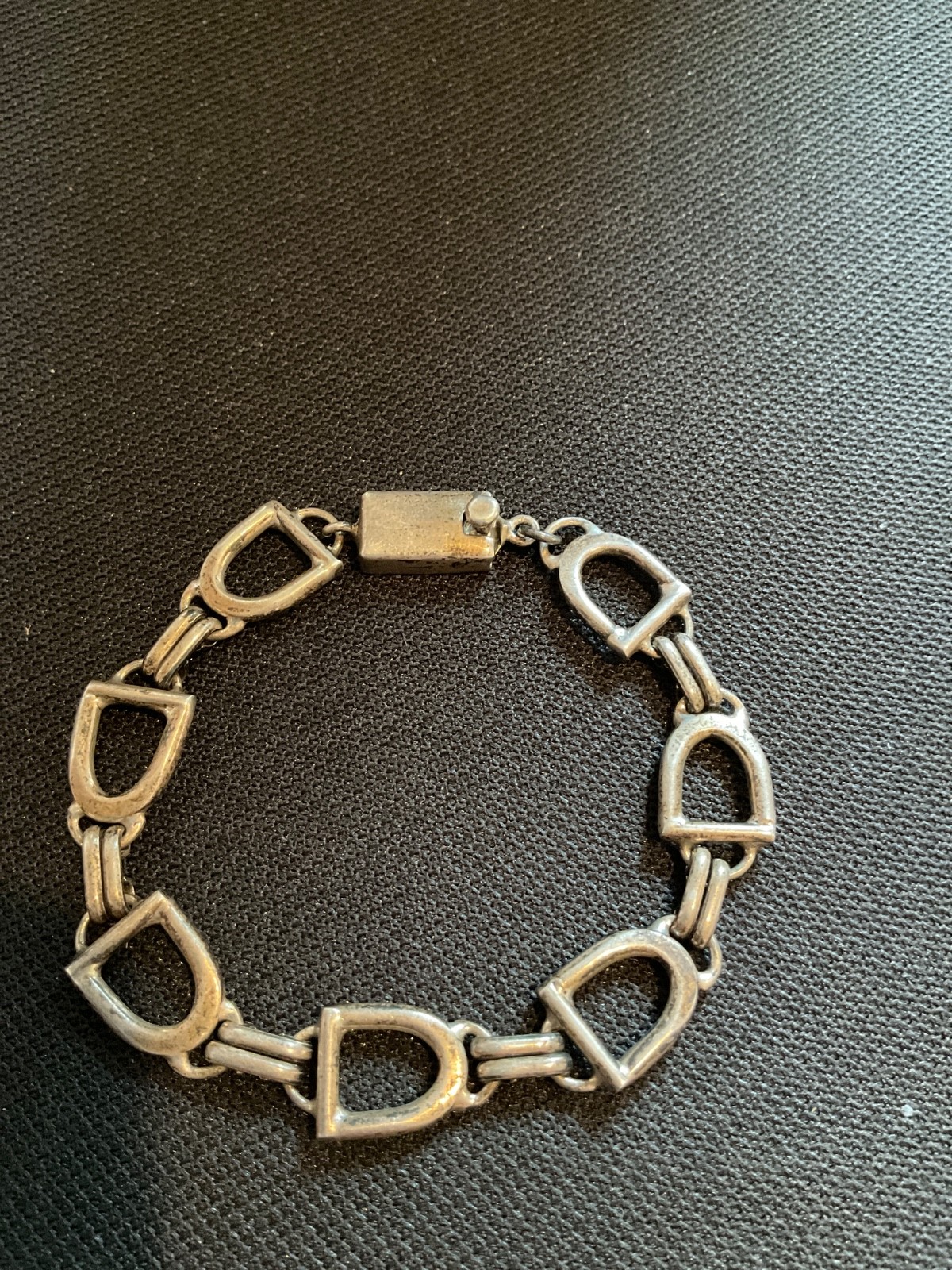Vintage Signed ATI Mexico Sterling Silver Horse Stirrup Link Bracelet 7”
