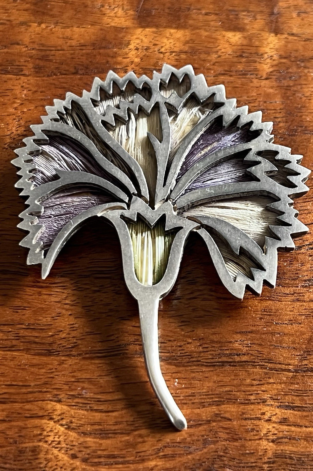 925 Sterling Silver Los Castillos Taxco Pluma Azteca Mexico Flower Brooch Pin