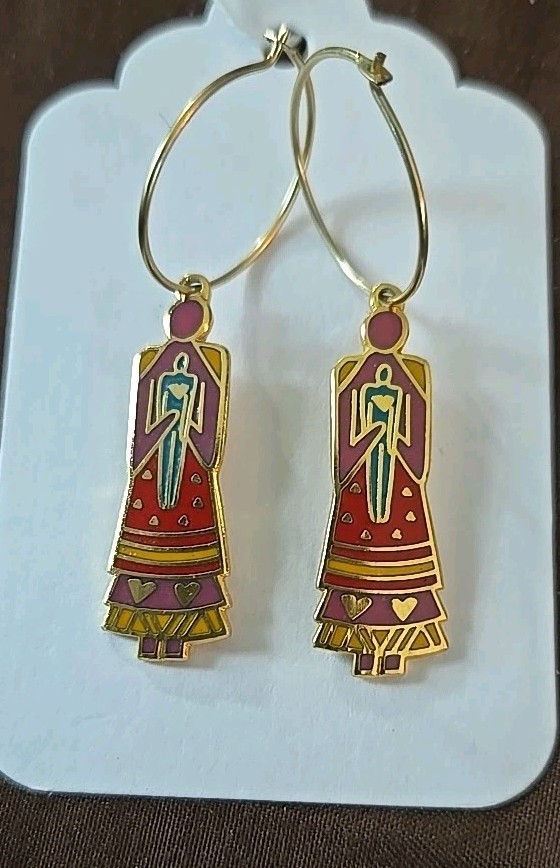 Vintage Laurel Burchkindres Souls ‘Mother and Child’ Cloisonne Enamel Earrings