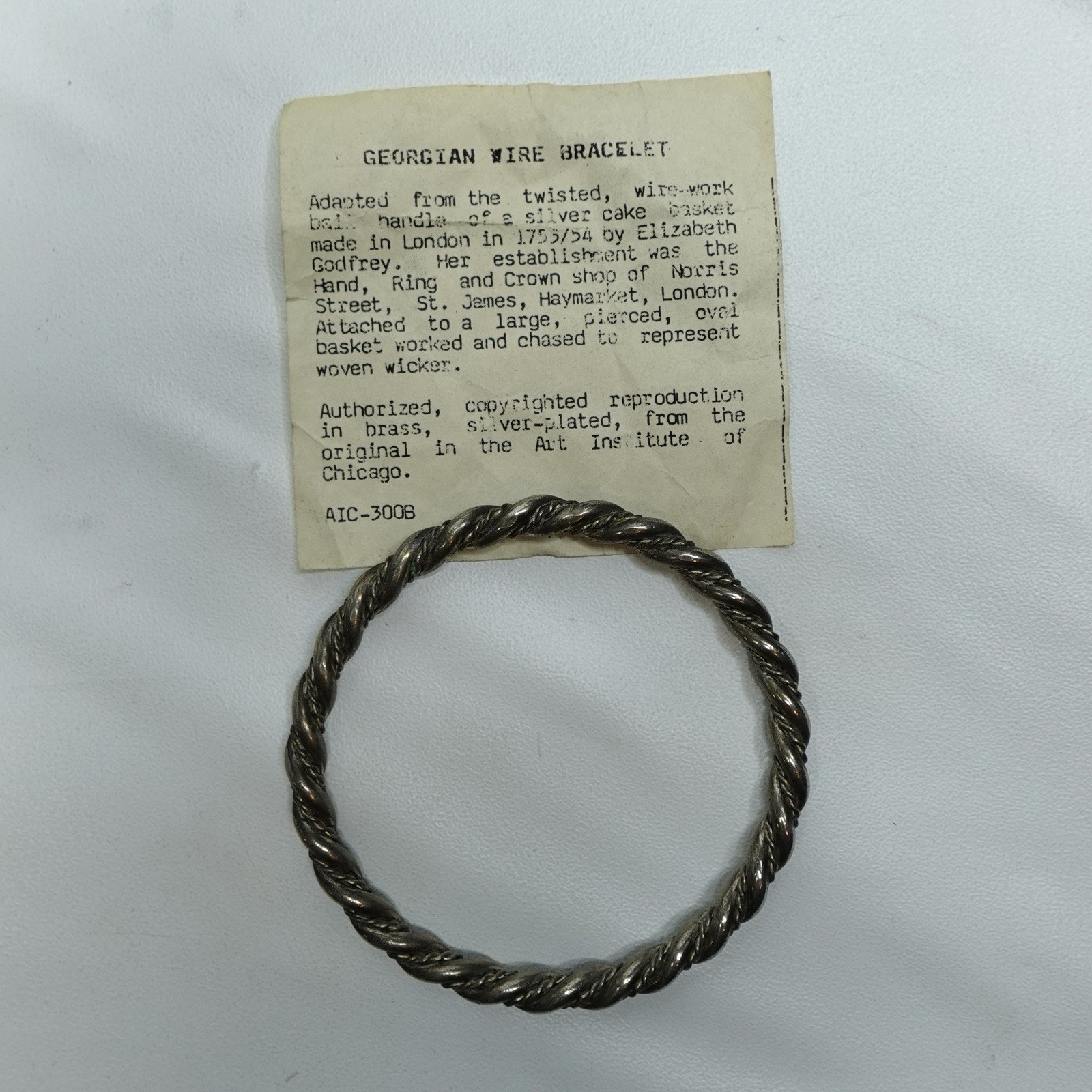 Vintage Alva Studios Museum Replica Georgian Wire Bracelet Bangle