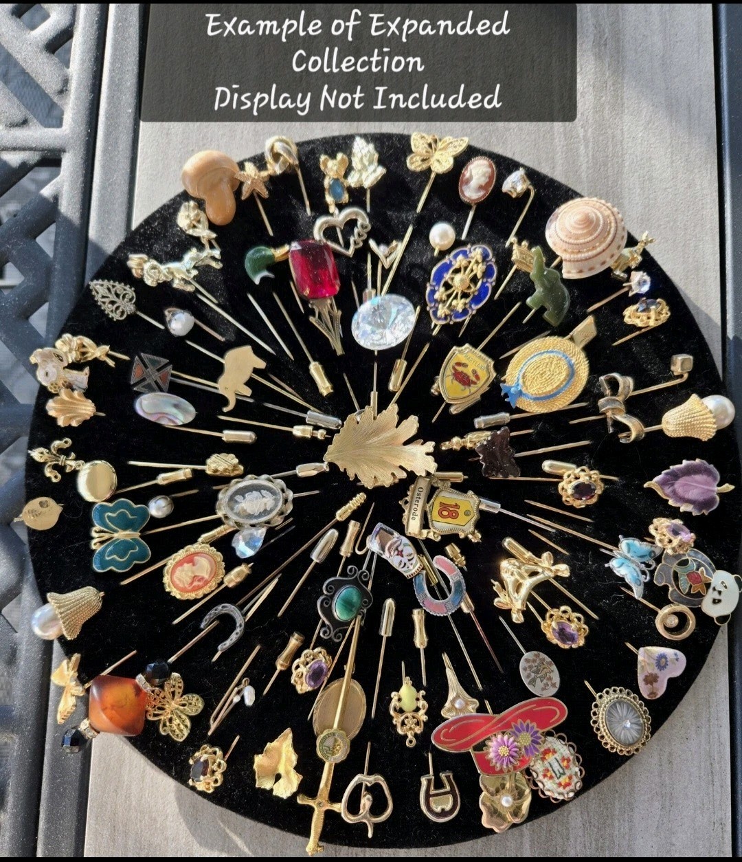Vintage 15 Pc Stick Pin Collection Silver Tone Novelty Estate Lot