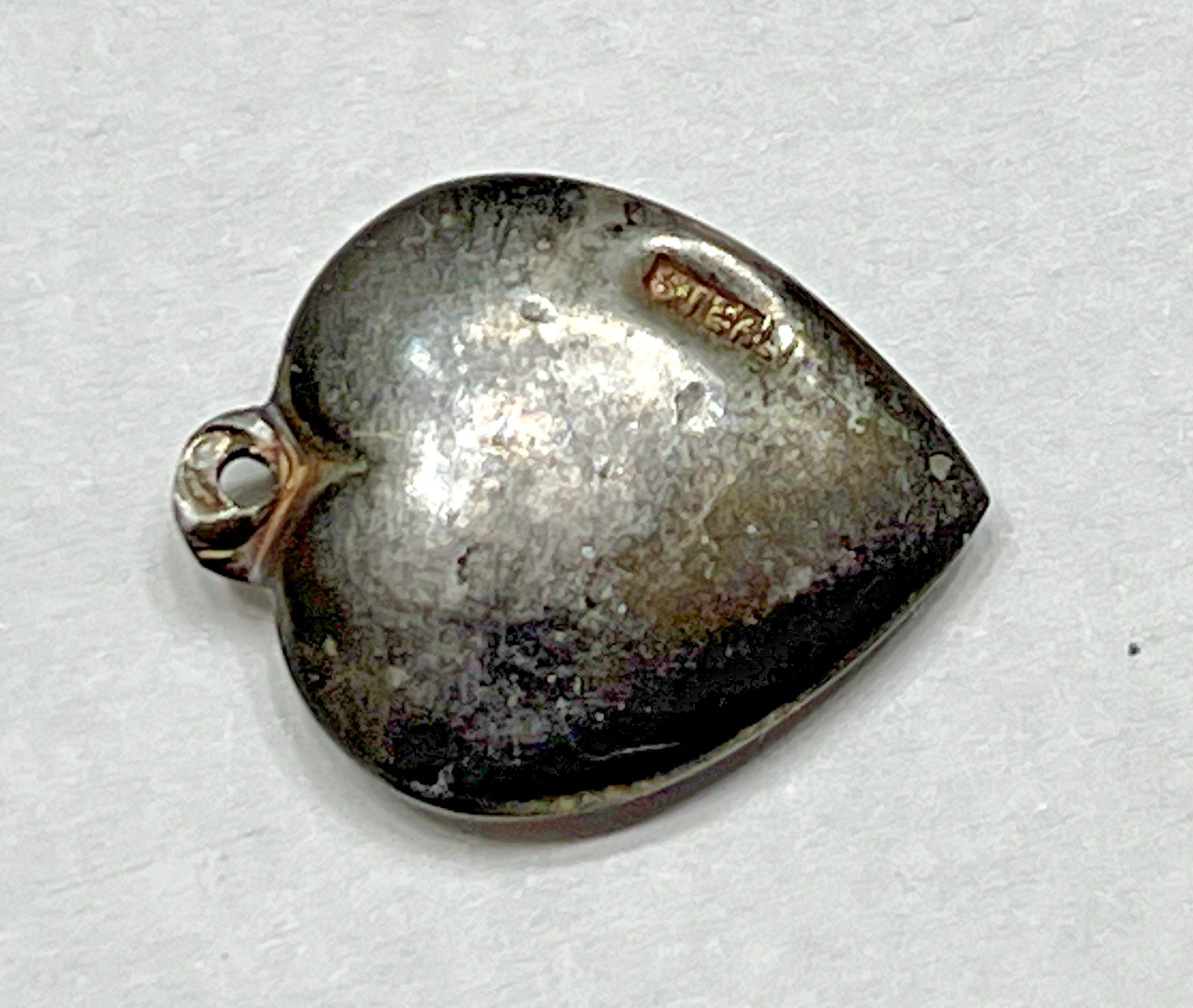 Sterling Silver Heart Flower Charm Puffy Blue Enamel Pansy 925 Vintage Stamped