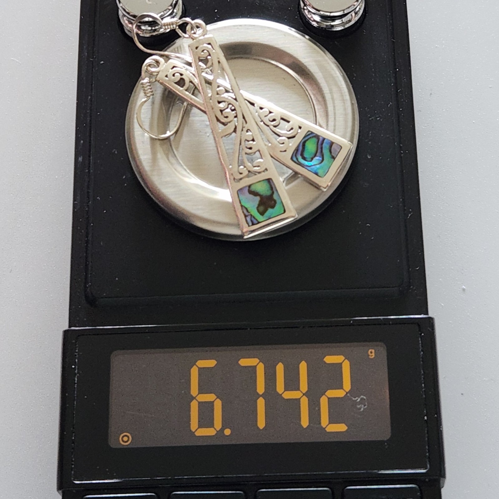 Abalone Earring Sterling Silver Paua Shell Drop Dangle Boho Filigree 925