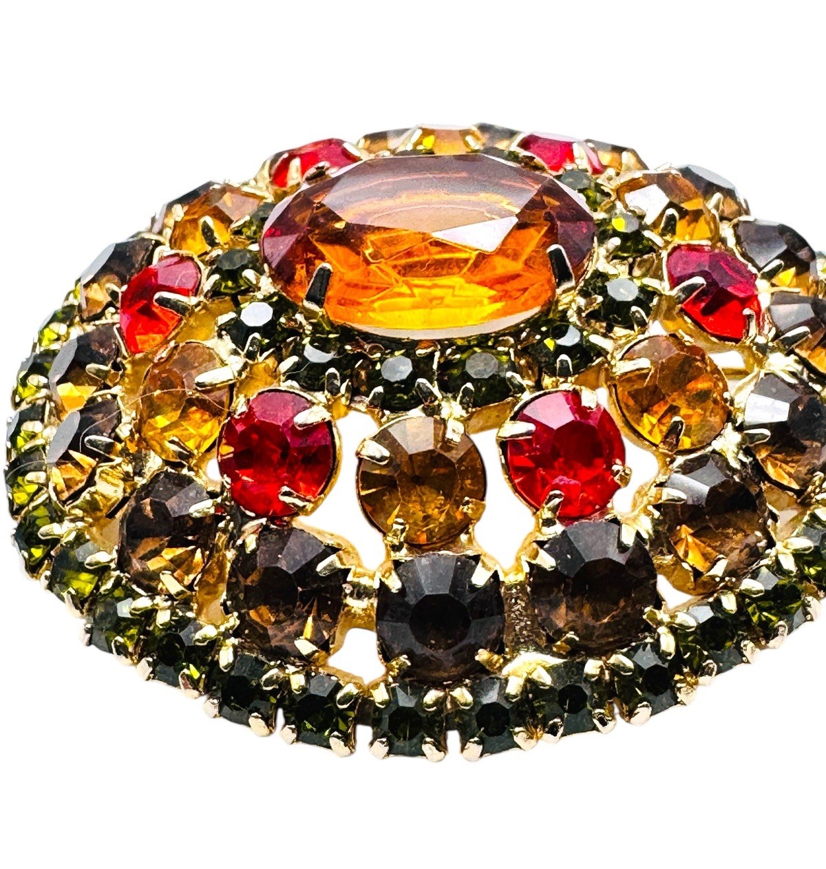 Vintage Rhinestone Brooch Fall Autumn Colors Nice