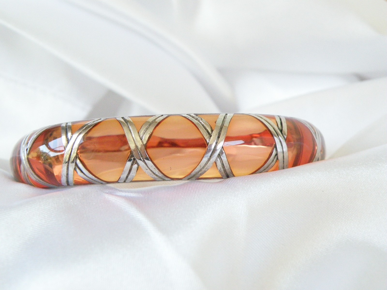 Angelique de Paris Sterling Silver Bamboo Thick Hinged Bracelet 7.5″