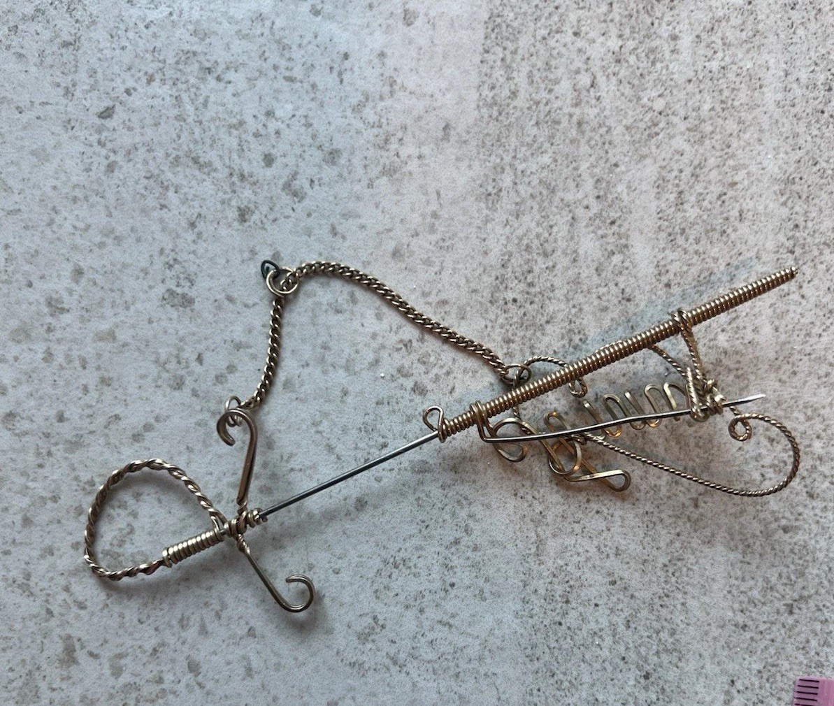 Antique Gold Filled ? Unmarked Removable Sword Sheath Pin Brooch Name? Read H4