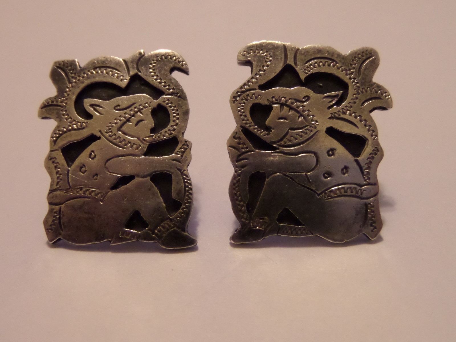 VINTAGE STERLING GUATEMALA SCREWBACK EARRINGS SIGNED R&M TESTED