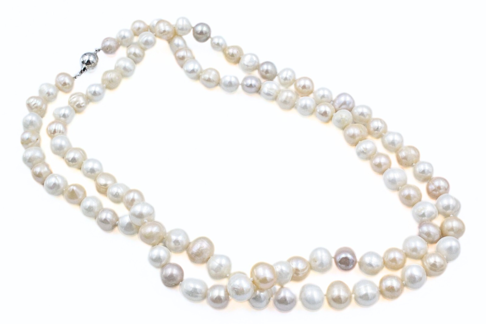 Classic Champagne Freshwater Pearl Sterling Silver Hand Knotted HSN Necklace