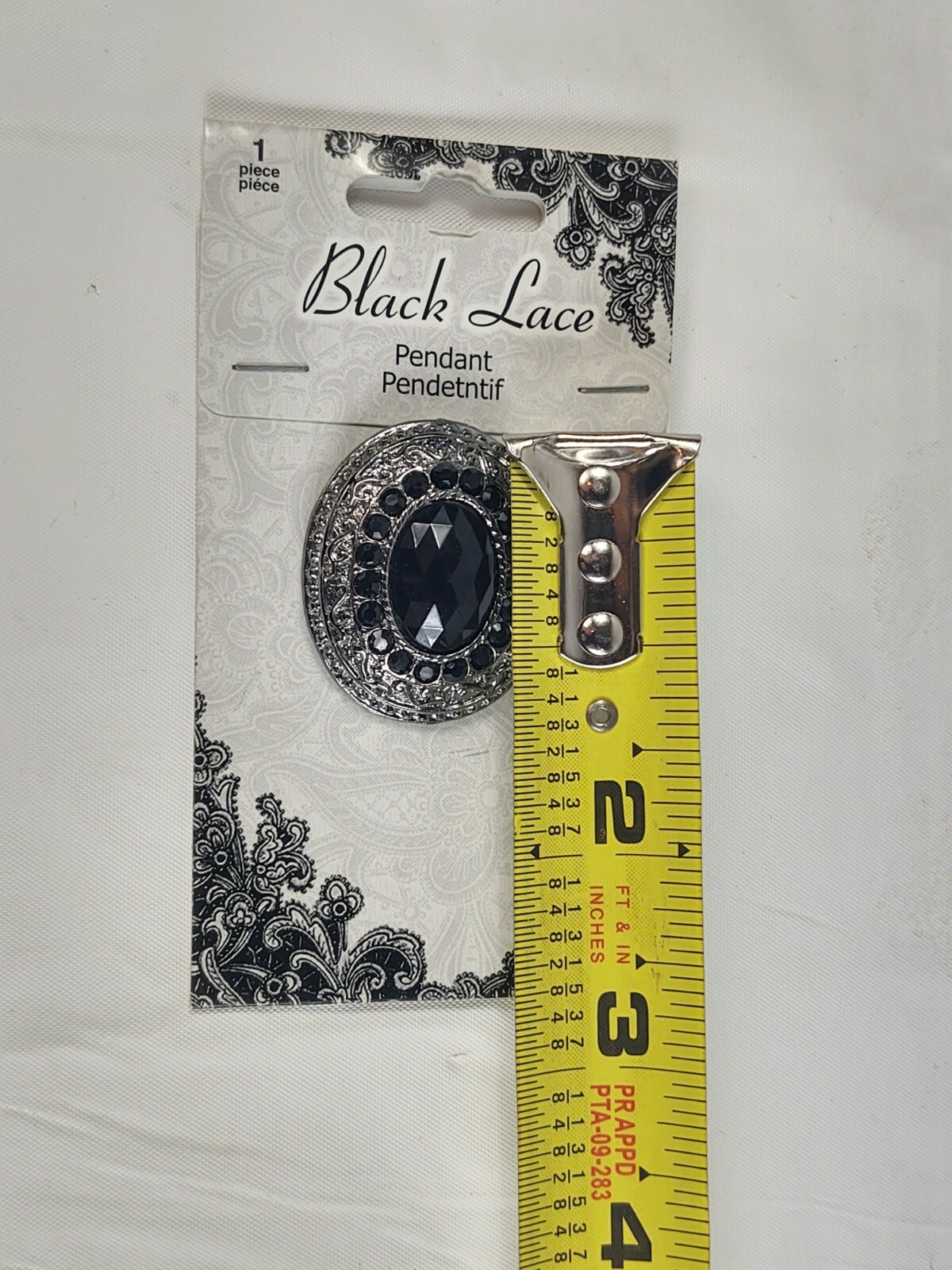 Vtg New Old Stock Black Lace Pendant Women’s Costume Jewelry Metal Black Jewels