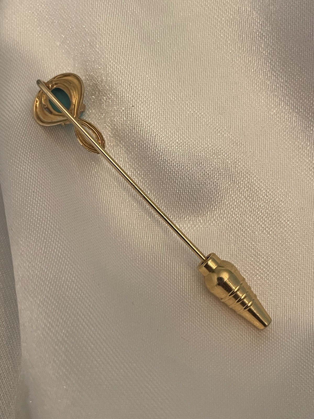 Vintage Gold Filled Stick Pin with Blue Oval Cabochon Women’s Hat/Lapel Brooch