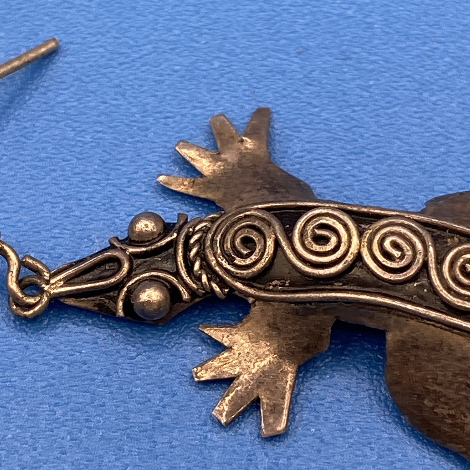 Lizards/Salamanders vintage EARRINGS Sterling Silver long pierced Southwestern