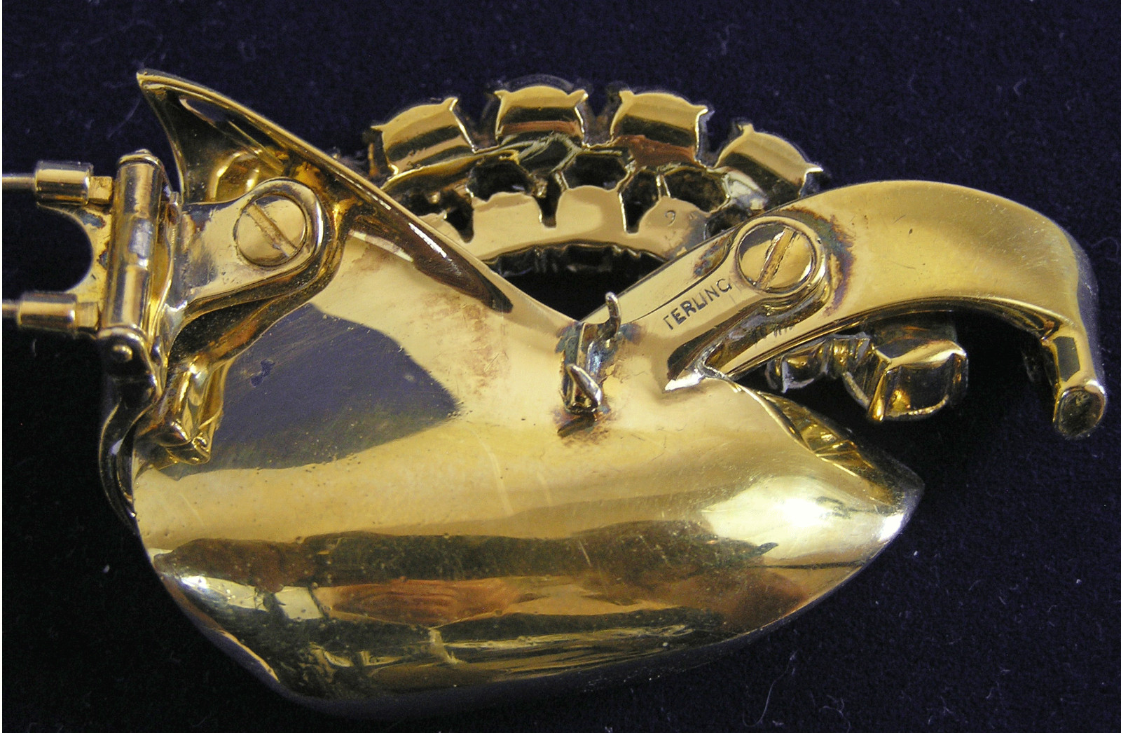 Sterling Gold Wash Clear Rhinestone Art Deco Fur Clip Brooch Pennino?