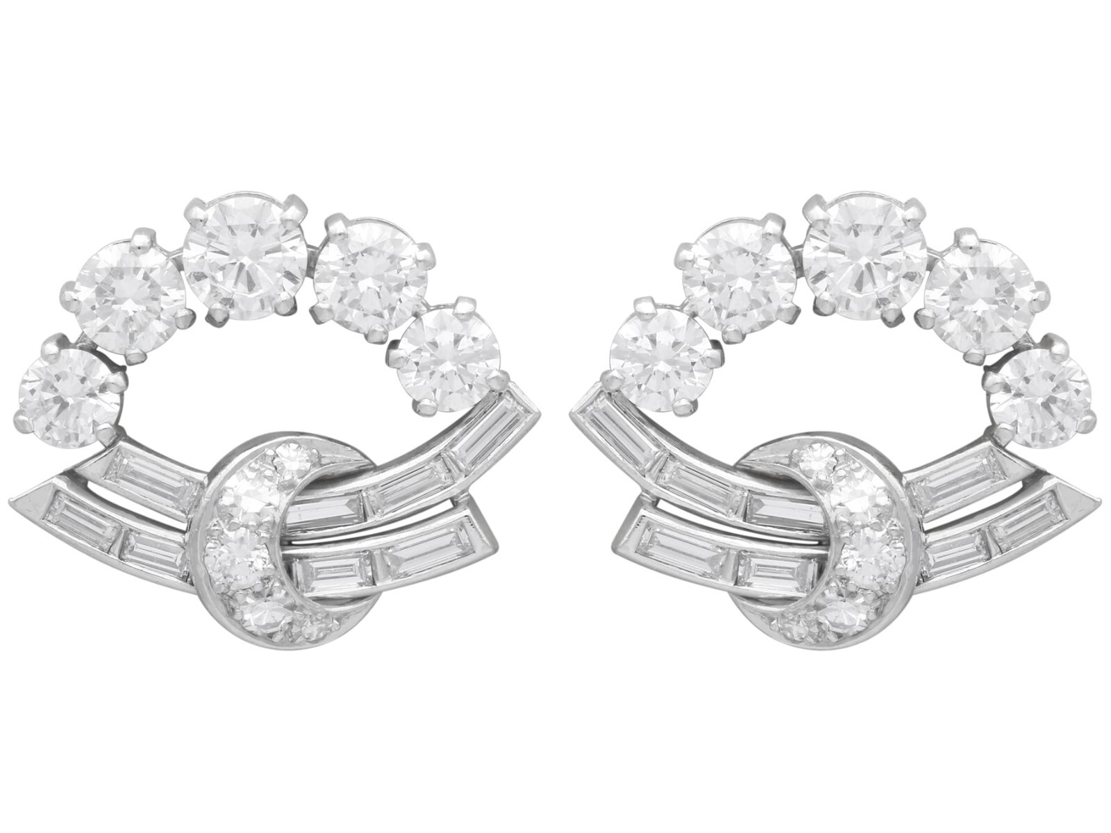 Antique 6.18Ct Diamond and Platinum Earrings Circa 1935