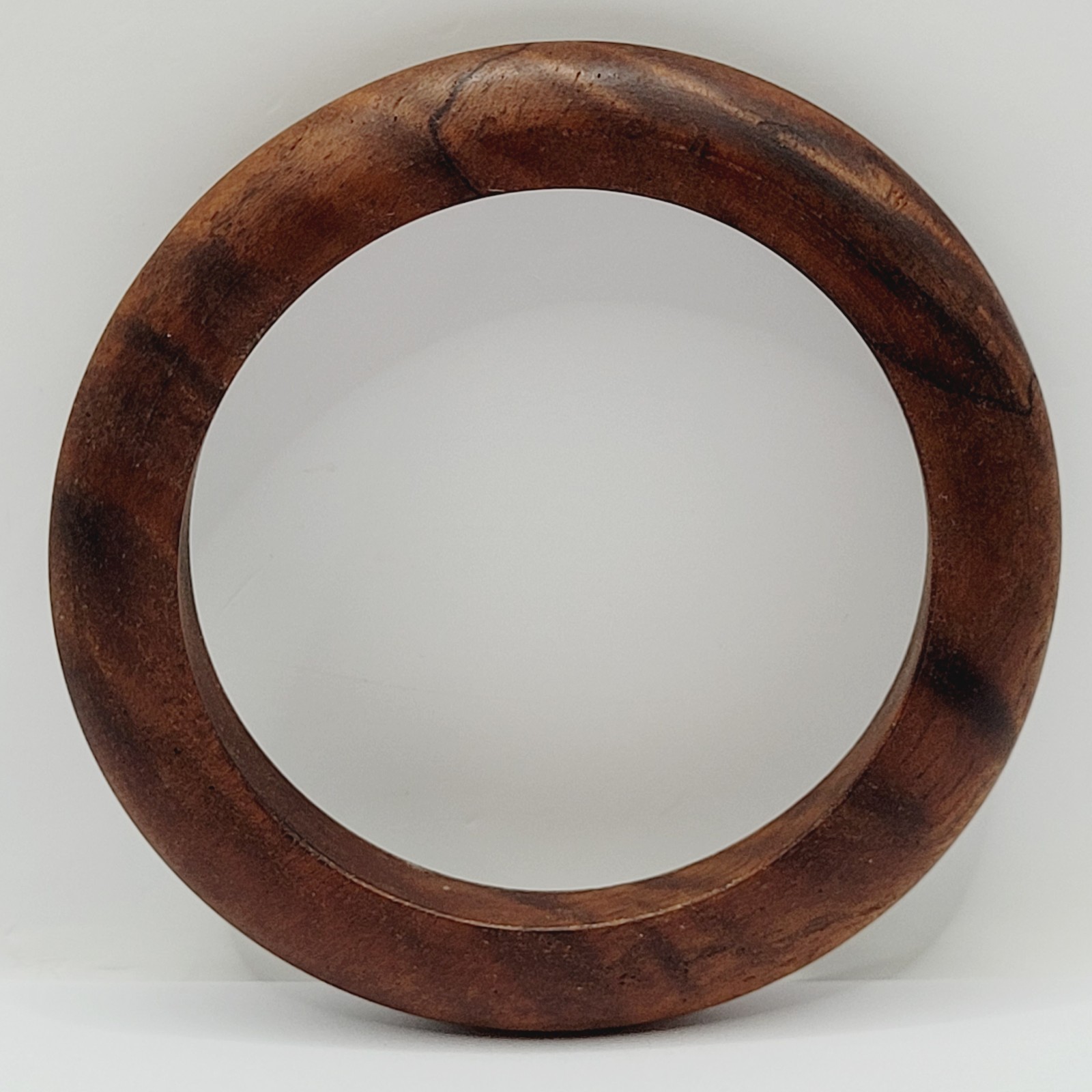 Brown Wood Bangle Dark Lines Matte Finish Retro Vintage 1980s Bracelet 8 Inch