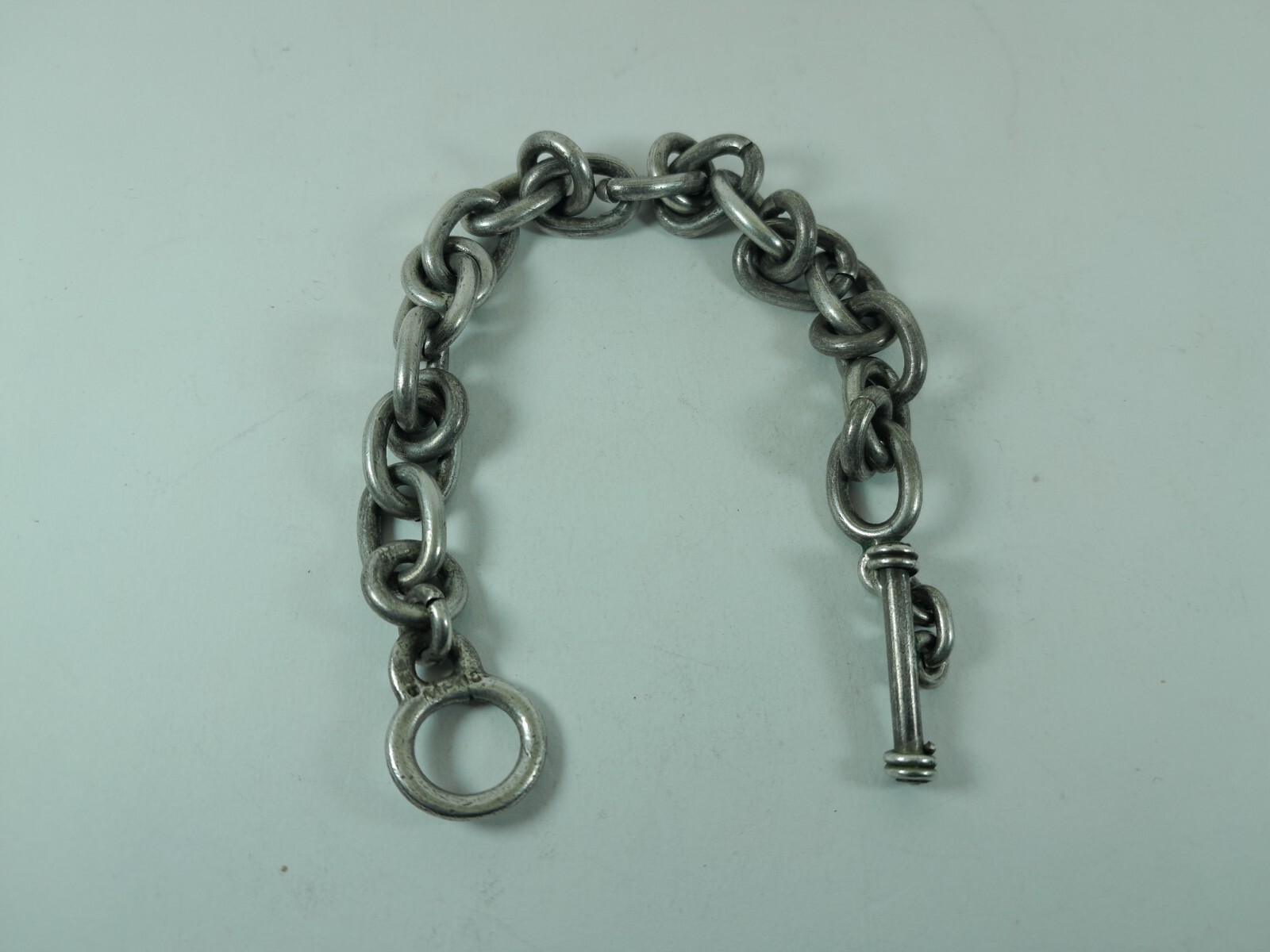 MEXICO VINTAGE BRACLET MEN’S STERLING SILVER 925 LINK CHAIN 64 GRAMS l.8,46 inch