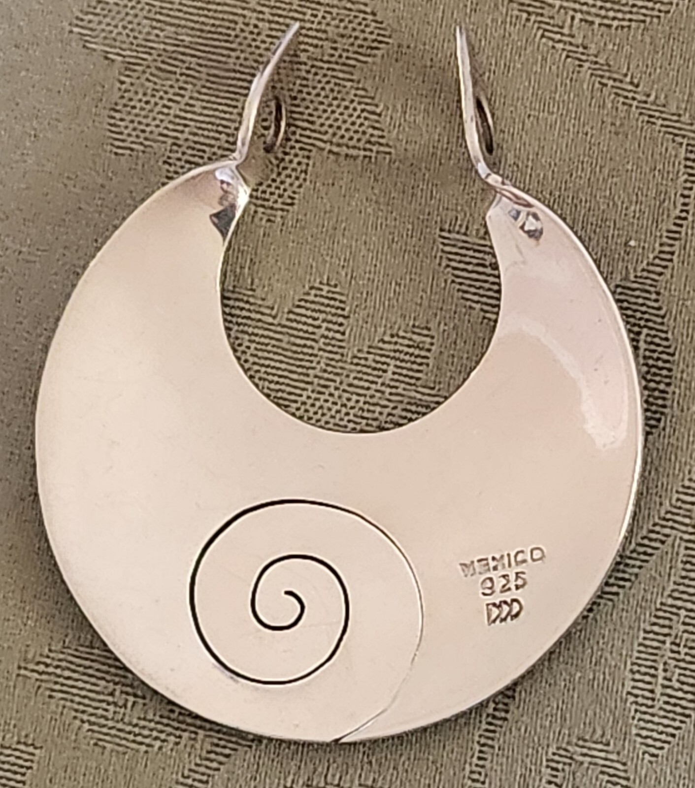 Vtg DDD Dominique Dinouart Mexico Sterling Silver Circle Pendant Swirl Large MCM
