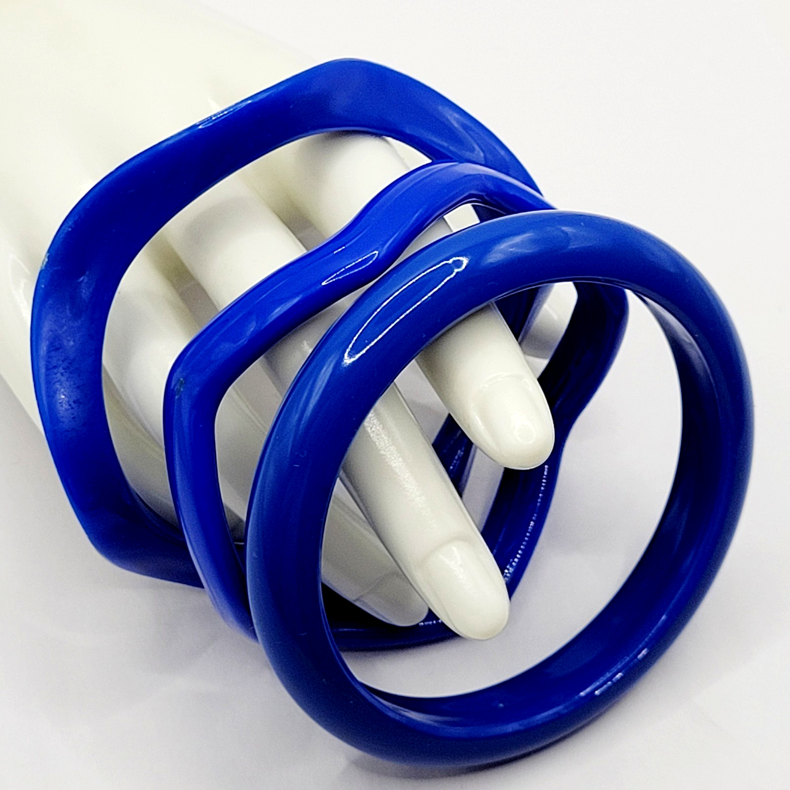 3 Blue Color Different Shape Size Bangle Bracelet Retro Style Vintage 1980s