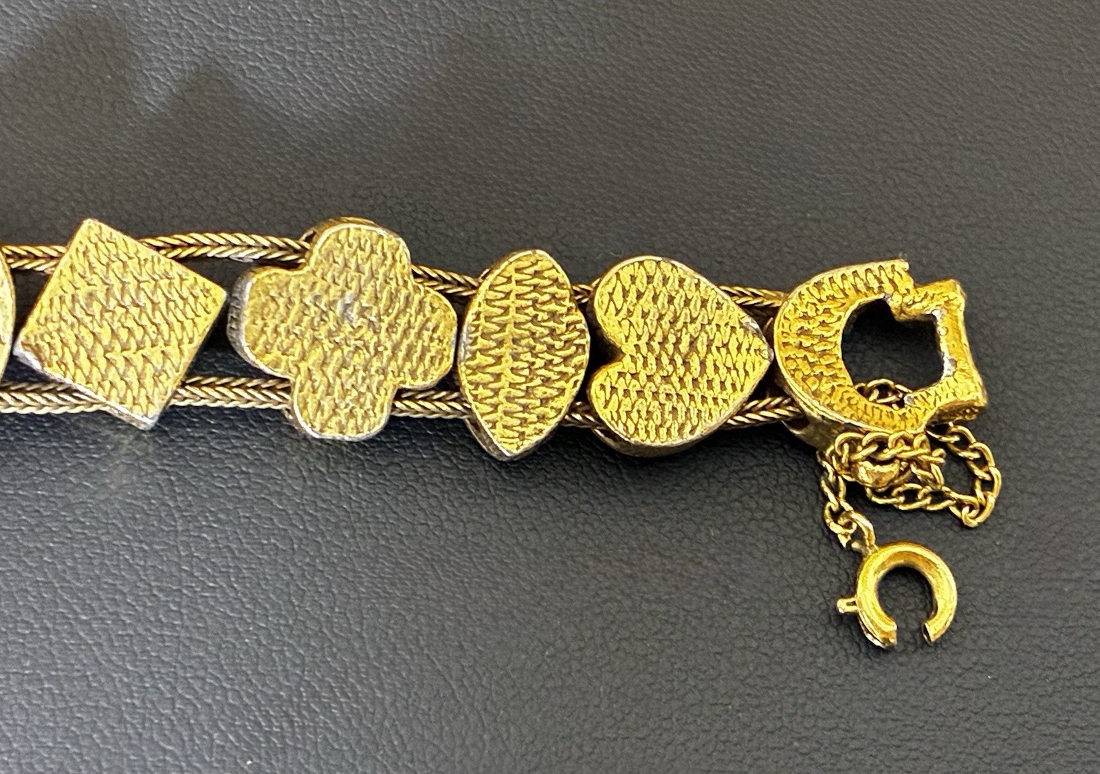 Vintage Victorian Revival Gold Tone Slide/Charm Bracelet, Attributed To Goldette