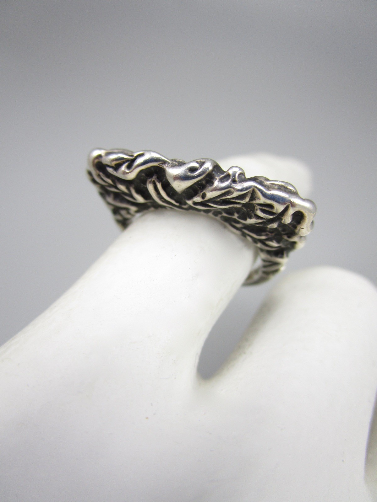 CLASSIC DIAN MALOUF STERLING LEAF DESIGN STACK RING GUARD SZ 6.25
