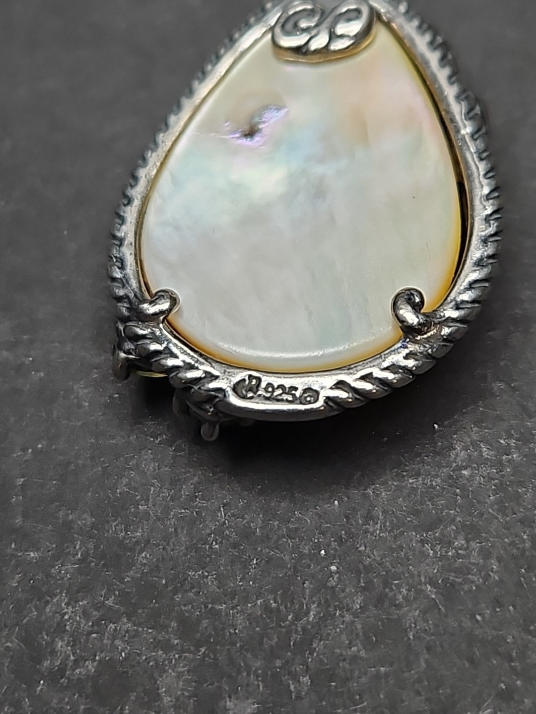 Carolyn Pollack Gold Mother of Pearl Multi Gemstone Flower Pendant 925 VINTAGE